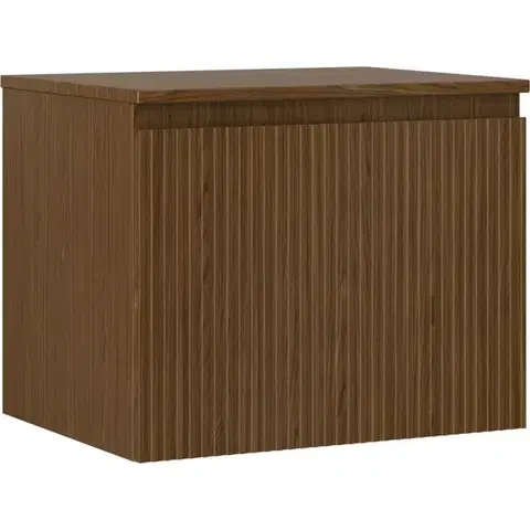 Kúpeľňový nábytok MEXEN/S - Rivel kúpeľňová skrinka pod umývadlo 60 cm s doskou, 1 šuplík, reliéf, orech 91A20-06047-1-BFC86