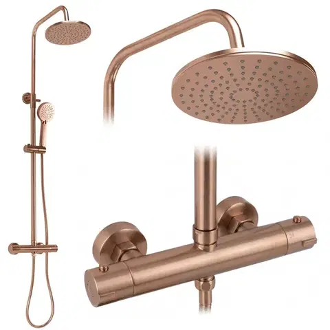 Kúpeľňové batérie REA REA - Sprchový set s termostatom Parot Light Brush Copper REA-P9672