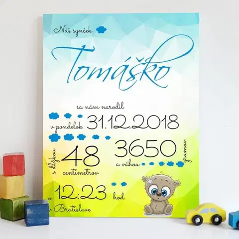 Tabuľky s venovaním (darčeky) Darček na krstiny - Tabuľka s dátumom narodenia