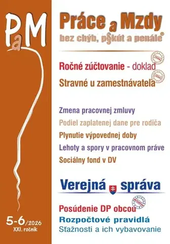 Dane, účtovníctvo Práce a mzdy 5-6/2026 - Stravovanie u zamestnávateľa a stravovanie podnikateľa - Kolektív autorov