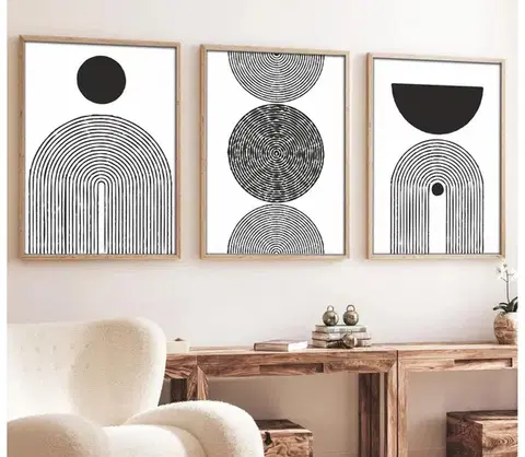 Obrazy  SADA 3x Obraz vo fotorámčeku 50x70 cm čierna/biela 693BSE1343