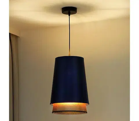 Svietidlá  - Luster na lanku BELL SHINY 1xE27/15W/230V pr. 25 cm modrá/medená 603232