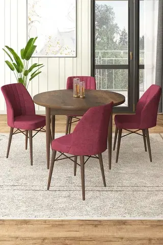 Jedálenské sety Dining Table & Chairs Set (5 Pieces) Rox - Baroque, Burgundy