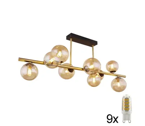 Svietidlá Globo 56135-9D - LED Luster na tyči RIHA 9xG9/3W/230V mosadz 56135-9D