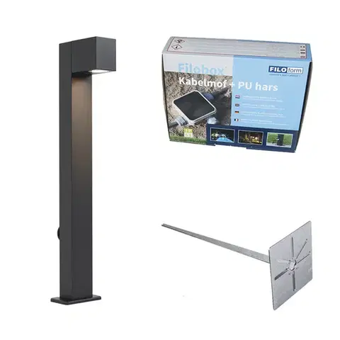 Zahradne stlpove lampy Vonkajšia lampa čierna so zemným hrotom a káblovou priechodkou 65 cm vrátane zásuvky IP44 - Baleno