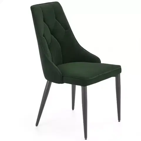 Čalúnené stoličky Stolička K365 Velvet/Kov Tmavozelený