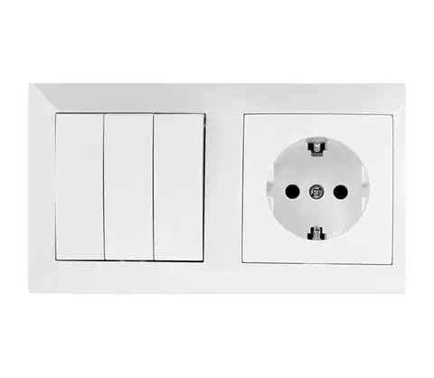 Predlžovacie káble  B.V.  - Trojitý vypínač č. 3 a zásuvka SCHUKO 230 V s rámikom, biela B20101LUW