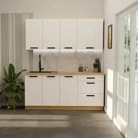 Modulový kuchynský nábytok Kuchynská linka Luna Biely/Artisan 180cm bez pracovnej dosky