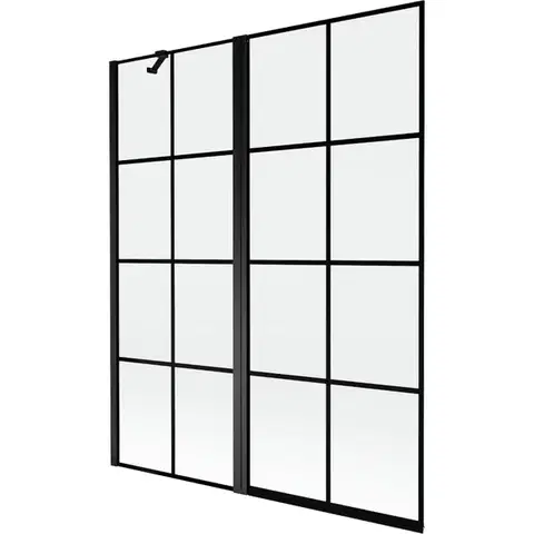 Sprchové dvere MEXEN - MIST vaňová zástena 140x150 cm 6mm f+s, čierna, dekor, ľavá 8A9-140-011-70-77-L
