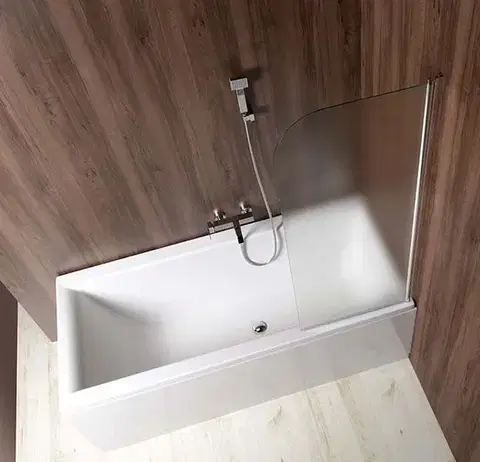 Sprchové dvere AQUALINE - VILMA vaňová zástena 600x1400, chrom, pravá, matné sklo AQ6018P