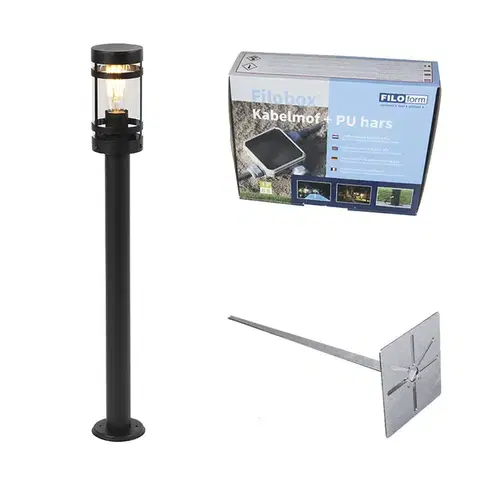 Zahradne stlpove lampy Moderné vonkajšie svietidlo čierne 80 cm IP44 - Gleam