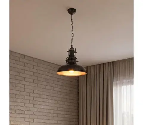 Svietidlá BRILAGI - Luster na reťazi PYRONIC 1xE27/40W/230V, priemer 32 cm, bronzová s patinou 892OPV2709
