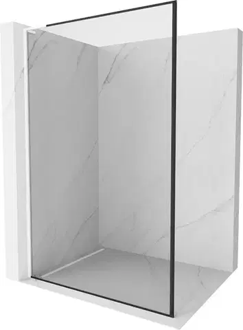 Sprchové dvere MEXEN/S - Kioto L Sprchová zástena WALK-IN 100 x 200, čierny vzor, biela 800-100-103-20-70