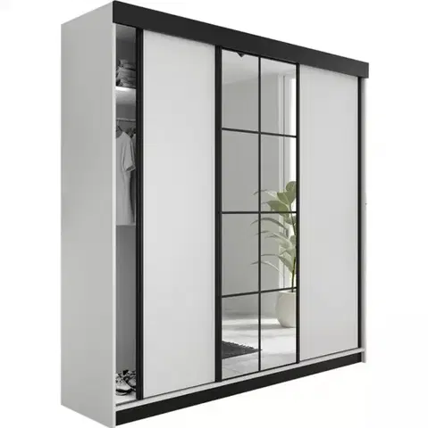 Šatníkové skrine KIER Šatníková skriňa ROMALA |  biela 200 cm