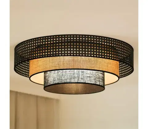 Svietidlá BRILAGI - LED Stropné svietidlo DAKOTA LUNETA LED/12W/230V pr. 60 cm čierna/ratan 607865