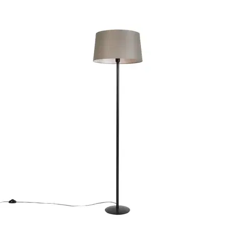 Stojace lampy Stojaca lampa čierna s tienidlom z ľanu taupe 45 cm - Simplo