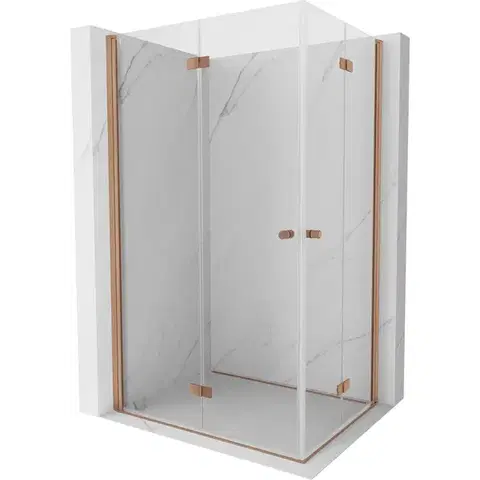 Sprchovacie kúty MEXEN/S - Mist-F Duo sprchovací kút skladacie dvere ľavá 85 x 80, transparent, meď kartáčovaná 8A6-085L-080P-65-00