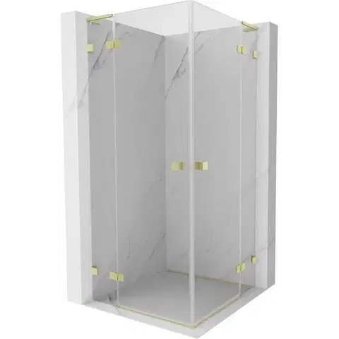 Sprchovacie kúty MEXEN/S - Lunar L Duo sprchovací kút dvere krídlové 110 x 110, transparent, zlato kartáčovaná 834L-110L-110P-55-00