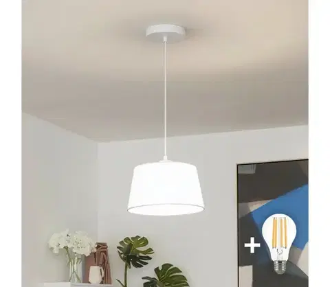 Svietidlá BRILAGI - LED luster na lanku CERIA 1xE27/40W/230V pr. 25 cm biela EG300171+EG781032
