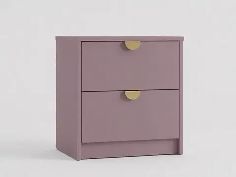 Nočné stolíky SANILA nocný stolík, 2 zásuvky, fialová slivka