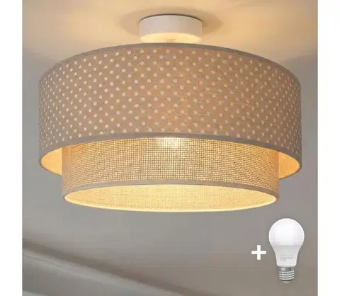 Svietidlá BRILAGI-LED Prisadený luster BOHO BOBO 1xE27/60W/230V priemer 40 cm bodky béžová/krémová. 8590828051152