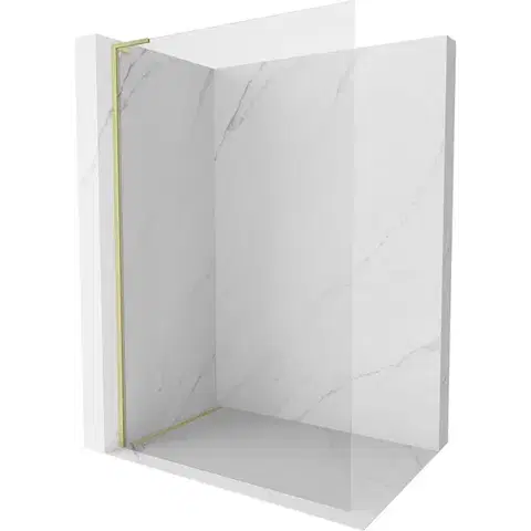 Sprchové dvere MEXEN/S - Kyoto-X L Sprchová zástena WALK-IN 50 x 200, transparent 10 mm, zlato kefovaná 800-050-107-55-00-X