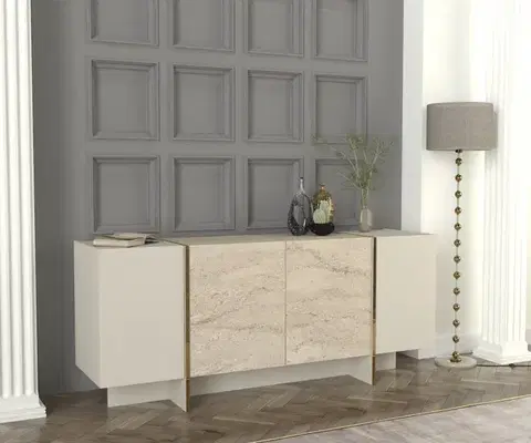 Komody Konzolový stolík Veyron - Travertine, Sandstone