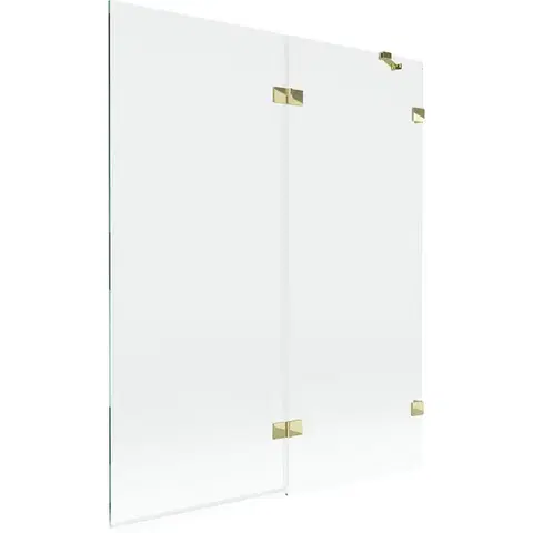 Sprchové dvere MEXEN/S - Lunar vaňová zástena 2-krídlová pravá 140 x 150, transparent, zlatá 897-140-100-50-00-P