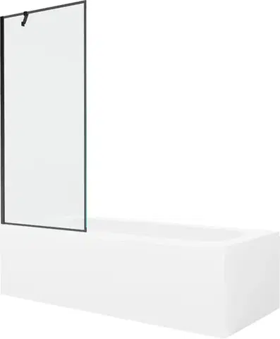 Sprchové dvere MEXEN/S - Vega obdĺžniková vaňa 180 x 80 cm s panelom + vaňová zástena 80, čierna vzor 550118080X9508007070