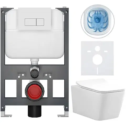 Záchody CERANO - Kompletný WC set Basic/Forte - biela lesklá - WC tlačidlo Modulo/Biela - závesné - nízky modul - predstenová inštalácia - 51x36 CER-8050BD86139
