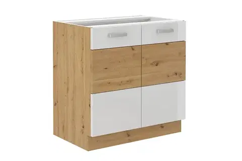 Kuchynské skrinky AXEL kuchynská skrinka 80 D 2F, biely lesk/dub artisan