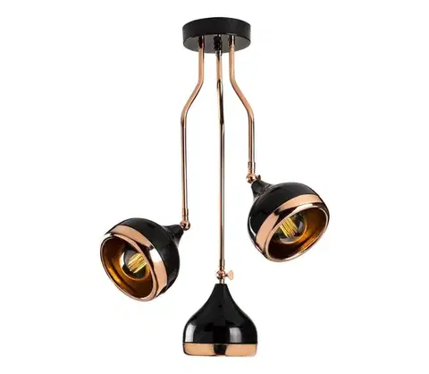 Svietidlá  Luster na tyči YILDO 3xE27/40W/230V čierna/medená 892OPV1763