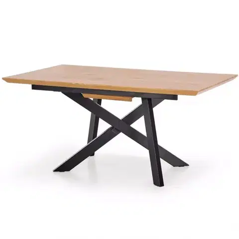 Stoly v podkrovnom štýle Rozkladací stôl Capital 160/200x90cm Mdf/Oceľ – Dub Zlatá/Čierna