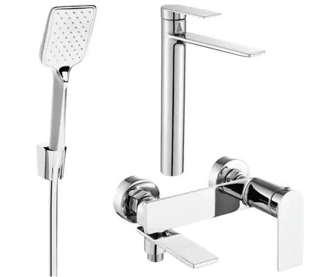 Kúpeľňové batérie MEXEN/S - Zero SET umývadlová + vaňová batéria s príslušenstvom R62, chróm 71113R62-00