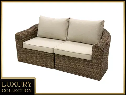 Záhradné stoličky a kreslá DEOKORK Ratanová lavica pre 2 osoby BORNEO LUXURY (hnedá)