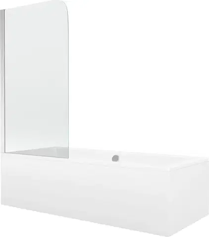 Sprchové dvere MEXEN/S - Cube obdĺžniková vaňa 180 x 80 cm s panelom + vaňová zástena 80, transparent, chróm 550518080X9008010100