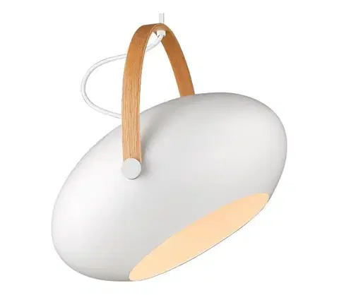 Svietidlá Halo Design 734375 - Závesný luster na lanku DC 1xE27/40W/230V Ø 40 cm biela/dub 734375