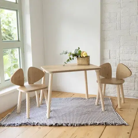 Doplnky do detskej izby Kid's Table Set Mickey Two Chair Set - Brown