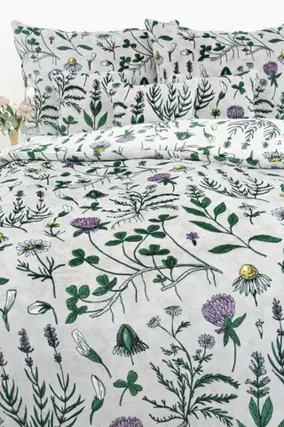 Obliečky MKLozkoviny.sk Obliečky mikroplyš Exclusive – Herbár svetlo sivý - 140 × 200 cm - 70 x 90 cm