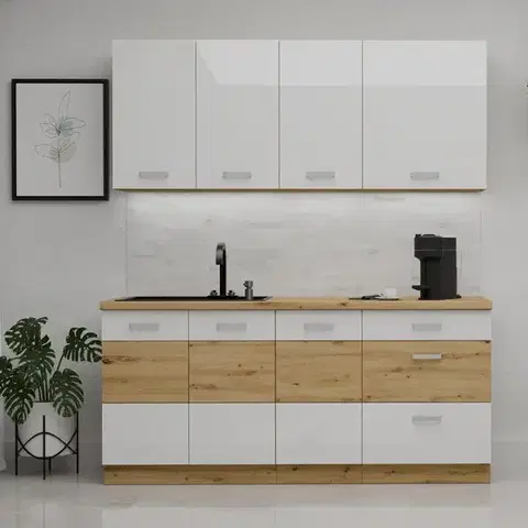 Moderný kuchynský nábytok Kuchynská Linka Artisan White 180 cm bez pracovnej dosky