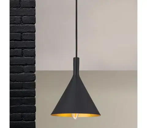 Svietidlá Orion - Luster na lanku GUNDA 1xE14/40W/230V pr. 16,5 cm čierna/zlatá HL 6-1627 schwarz-gold