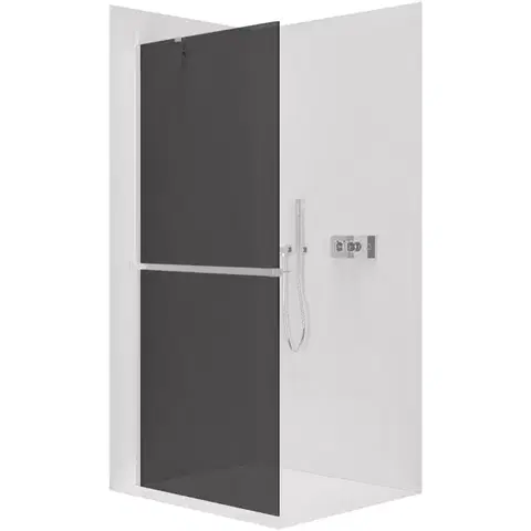 Držadlá k vani CERANO - Sprchová zástěna Walk-in Onyx Y L/P - 10 mm + polička/držák na ručníky - chrom, grafitové sklo - 160x200  CER-8050BD8662