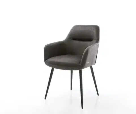 Jedálenské stoličky DELIFE Jedálenská stolička Pejo-Flex mikrovlákno antracitová vintage 4-nohá zúžená čierna vrecková pružina