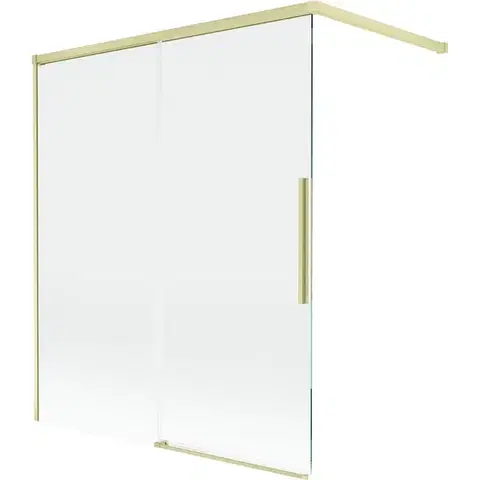 Sprchové dvere MEXEN/S - Rox vaňová zástena 2-krídlová posuvná 140 x 150, transparent, zlatá kartáčovaná 8C9-140-003-55-00