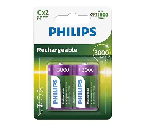 Predlžovacie káble Philips R14B2A300/10 - 2 ks Nabíjacie batérie C MULTILIFE NiMH/1,2V/3000 mAh Phil-R14B2A300/10