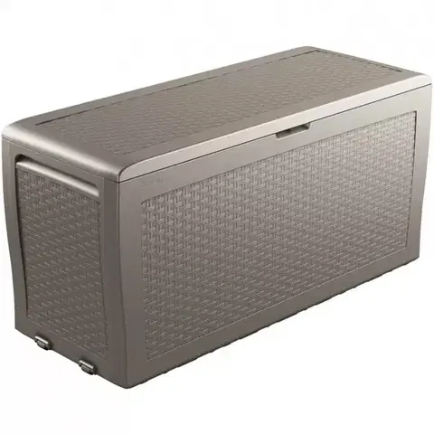 Úložné boxy Keter Záhradný úložný box Samoa Rattan sivá, 270 l, 117 x 57 x 45 cm