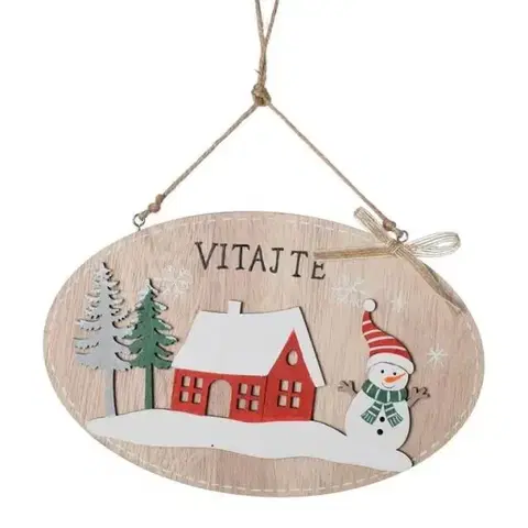 Ostatné vianočné dekorácie Kinekus Ozdoba závesná Vitajte krajinka 22,6x0,9x14,5cm drevo