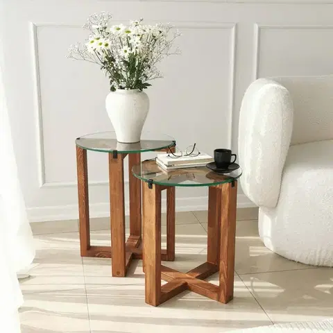 Konferenčné stolíky Sada odkladacích stolíkov (2 kusy) Amalfi - Walnut