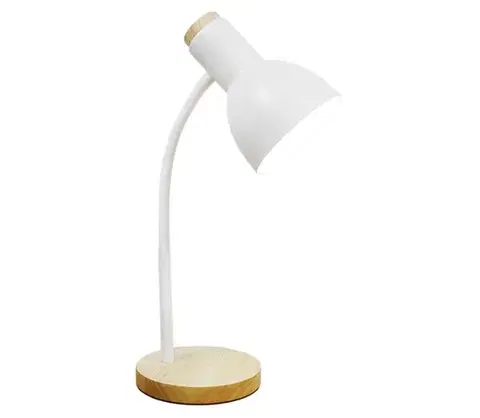 Lampy Zuma Line SM-W02-WH - Stolná lampa 1xE27/40W/230V biela/dub SM-W02-WH