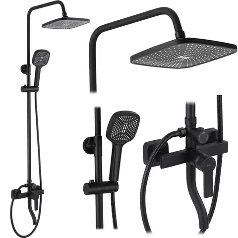 Kúpeľňové batérie REA REA - Sprchový set s batériou 150mm ARGUS čierna matmá REA-P2389